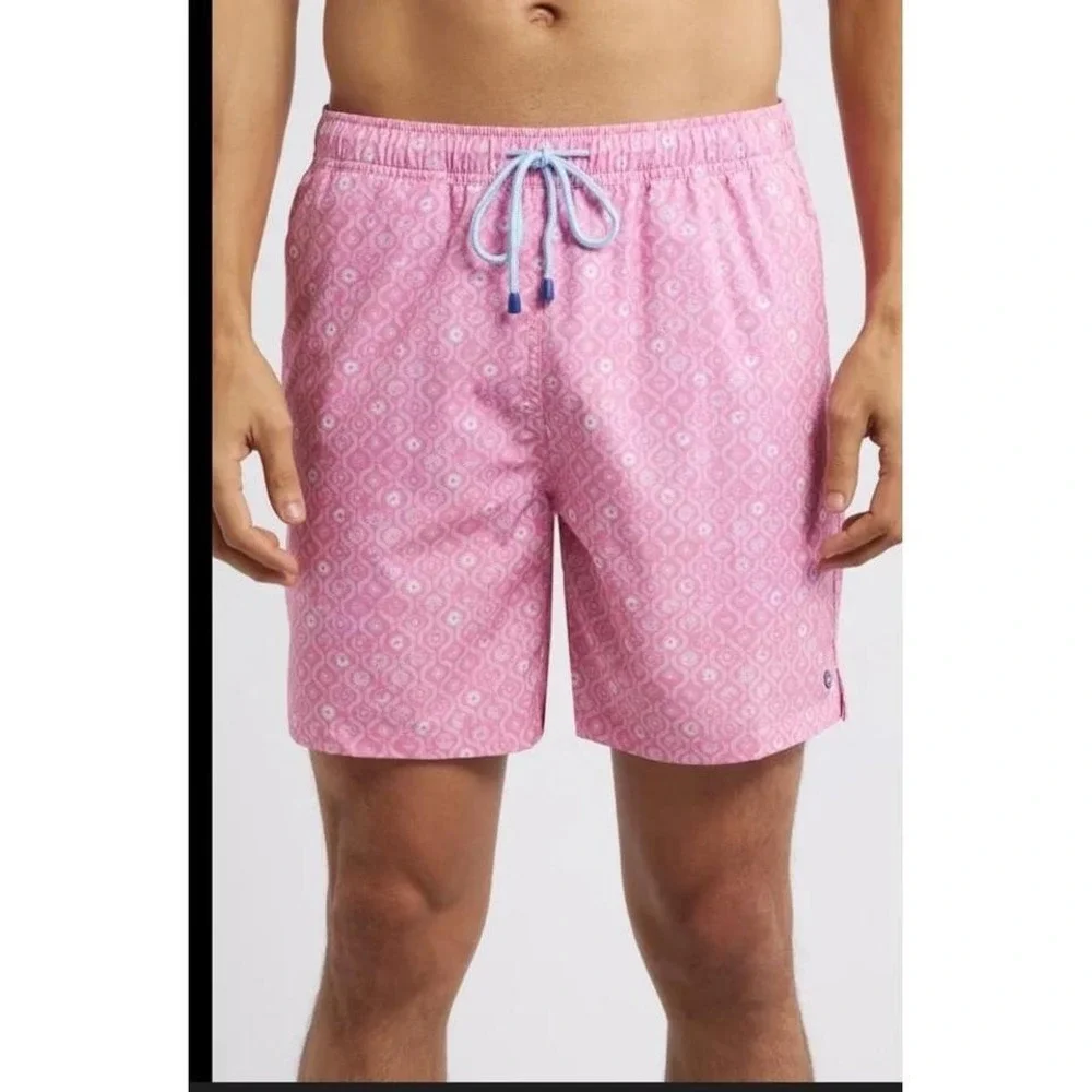 Peter Millar Pink Patterned Men's Swim Trunks - Picture 1 of 6